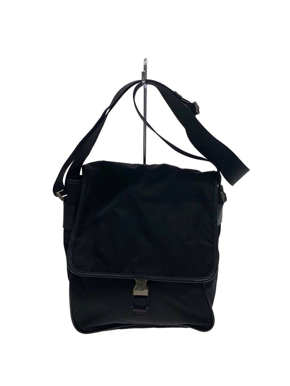 Prada Tessuto Saffiano Leather Shoulder Bag Black